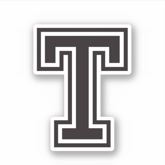 Letter T sporty Uni Schriftart Alphabet Aufkleber (Vorderseite)