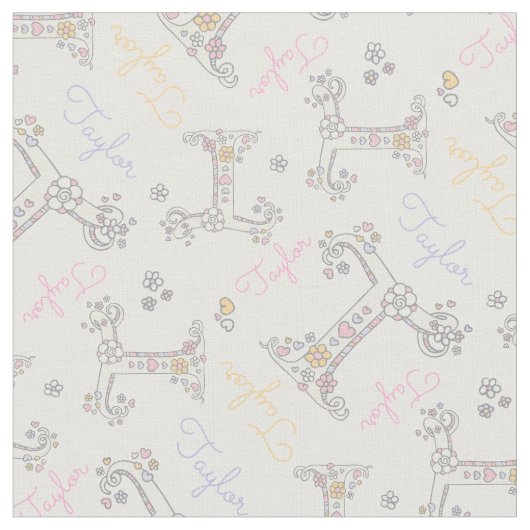 Letter T Taylor individuelle Name Pastellstoff Stoff (Nahaufnahme)