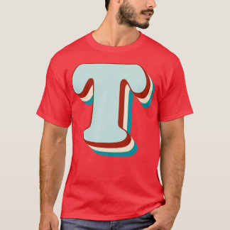 Letter T Vintag Retro Monogram Initial Name Schrif T-Shirt