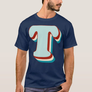 Letter T Vintag Retro Monogram Initial Name Schrif T-Shirt