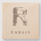 Letter Template Elegandesign Monogram Sandstone Steinuntersetzer (Vorderseite)