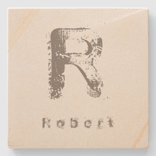Letter Template Elegandesign Monogram Sandstone Steinuntersetzer (Vorderseite)