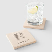 Letter Template Elegandesign Monogram Sandstone Steinuntersetzer (Seitenansicht)