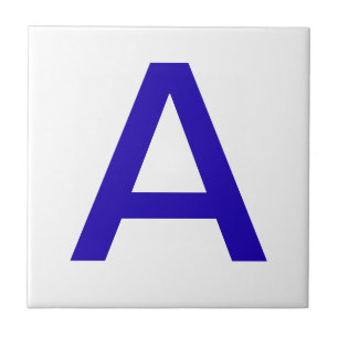 Letter Tiles - Blau auf weiß Fliese