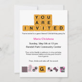 Letter Tiles Pink zum Geburtstag Einladung (Vorderseite)