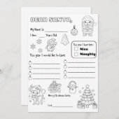 Letter to Santa Coloring Page Einladung (Vorne/Hinten)