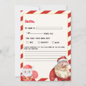 Letter To santa Kids Christmas Wunschkarte Einladung (Vorderseite)