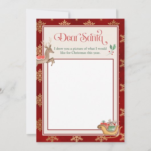 Letter to Santa Template. Bildvorlage gezeichnet Einladung (Vorderseite)