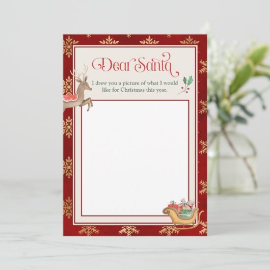 Letter to Santa Template. Bildvorlage gezeichnet Einladung (Stehend Vorderseite)