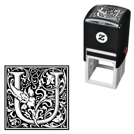 Letter U art nouveau schwarz-weiß Tile Permastempel (Beispiel)