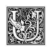 Letter U art nouveau schwarz-weiß Tile Permastempel (Design)