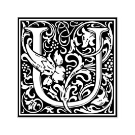 Letter U art nouveau schwarz-weiß Tile Permastempel