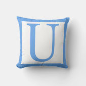 Letter U Baby Blue Border Kissen (Vorderseite)