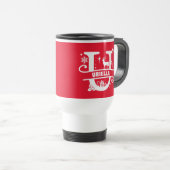 Letter U Christmas Monogram Initial Name Red Reisebecher (VorderseiteRechts)