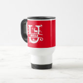 Letter U Christmas Monogram Initial Name Red Reisebecher (Vorderseite Links)