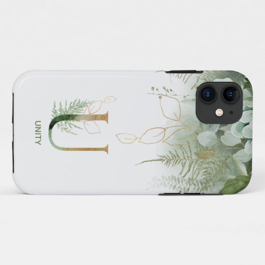 Letter U Elegant Fern & Succulent Case-Mate iPhone Hülle (Rückseite (Horizontal))