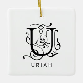 Letter U Elegant Monogram Christmas Ornament