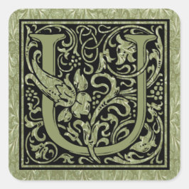 Letter U First Letter Monogram Quadratischer Aufkleber