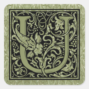 Letter U First Letter Monogram Quadratischer Aufkleber