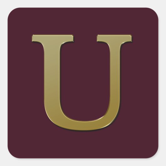 Letter U Gold Square Sticker (Vorderseite)