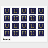 Letter U Gold Square Sticker (Blatt)