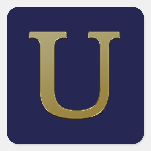 Letter U Gold Square Sticker (Vorderseite)