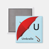 Letter U ist für Umbrella Children's Magnet (Vorderseite/Rückseite)