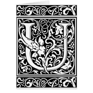 Letter U Medieval Monogram Art Nouveau