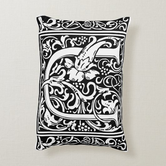 Letter U Medieval Monogram Art Nouveau Dekokissen (Rückseite(Vertikal))