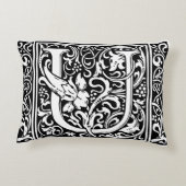Letter U Medieval Monogram Art Nouveau Dekokissen (Rückseite)