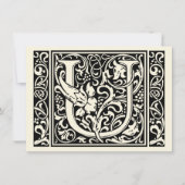 Letter U Medieval Monogram Art Nouveau Einladung (Vorderseite)