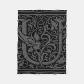 Letter U Medieval Monogram Art Nouveau Fleecedecke (Vorderseite)