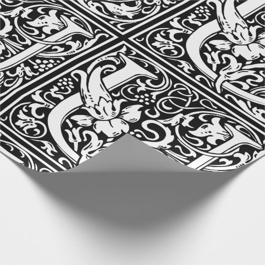 Letter U Medieval Monogram Art Nouveau Geschenkpapier (Ecke)