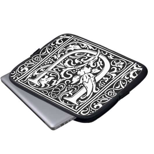 Letter U Medieval Monogram Art Nouveau Laptopschutzhülle (Vorne Knopf)