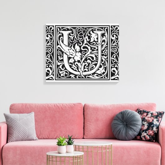 Letter U Medieval Monogram Art Nouveau Leinwanddruck (Insitu (Wohnzimmer))