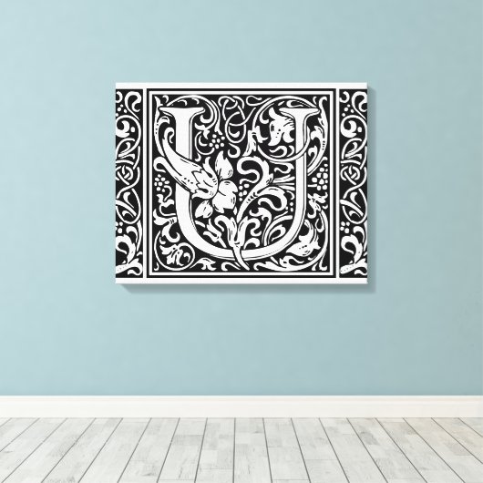 Letter U Medieval Monogram Art Nouveau Leinwanddruck (Insitu (Holzboden))