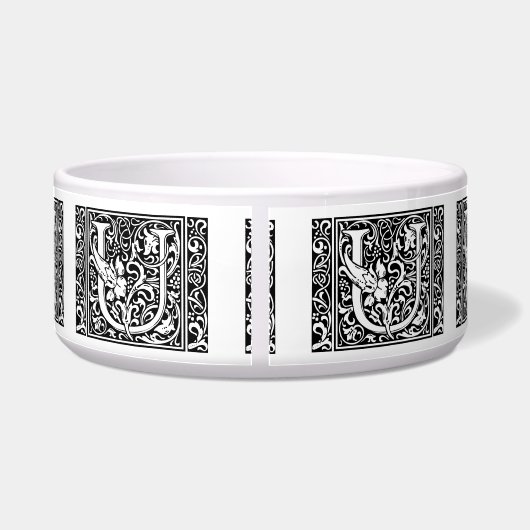 Letter U Medieval Monogram Art Nouveau Napf (Rückseite)