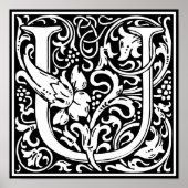 Letter U Medieval Monogram Art Nouveau Poster (Vorne)