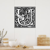 Letter U Medieval Monogram Art Nouveau Poster (Küche)