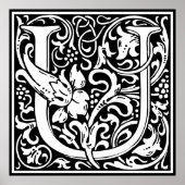 Letter U Medieval Monogram Art Nouveau Poster (Vorne)