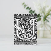 Letter U Medieval Monogram Art Nouveau Postkarte (Stehend Vorderseite)