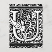 Letter U Medieval Monogram Art Nouveau Postkarte (Vorderseite)