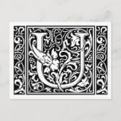 Letter U Medieval Monogram Art Nouveau Postkarte (Vorderseite)