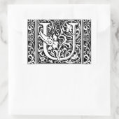 Letter U Medieval Monogram Art Nouveau Rechteckiger Aufkleber (Tasche)
