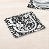 Letter U Medieval Monogram Art Nouveau Rechteckiger Pappuntersetzer (angewinkelt)