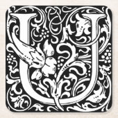 Letter U Medieval Monogram Art Nouveau Rechteckiger Pappuntersetzer (Vorderseite)