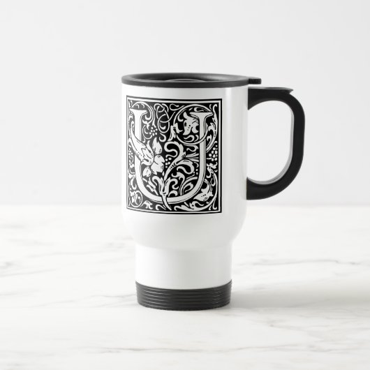 Letter U Medieval Monogram Art Nouveau Reisebecher (Rechts)