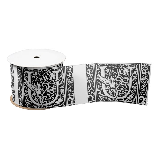 Letter U Medieval Monogram Art Nouveau Satinband (Spule)