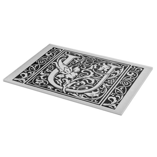 Letter U Medieval Monogram Art Nouveau Schneidebrett (Ecke)