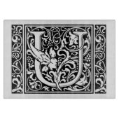 Letter U Medieval Monogram Art Nouveau Schneidebrett (Vorderseite)